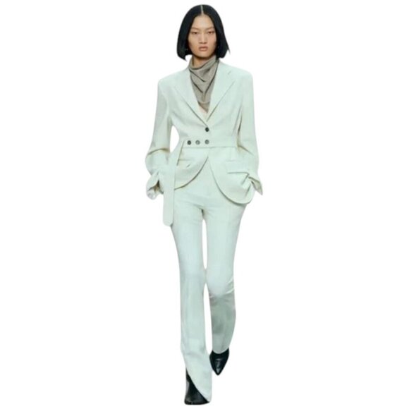 Zara Jackets & Blazers - ZARA SRPLS Collection Women Blazer Jacket Belted Off White Bloggers Fav Med NWT